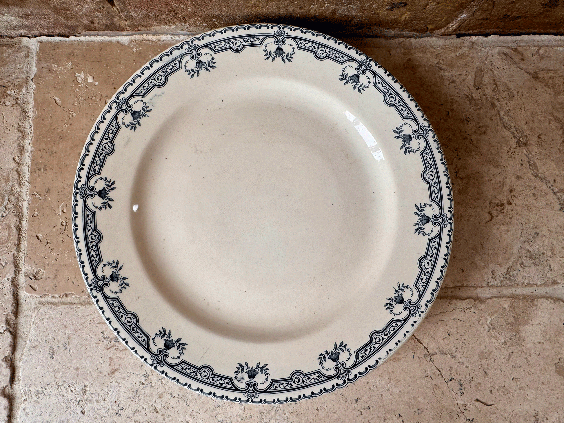 antique early 20th century ironstone terre de fer compote stand dish compotier blue transferware
