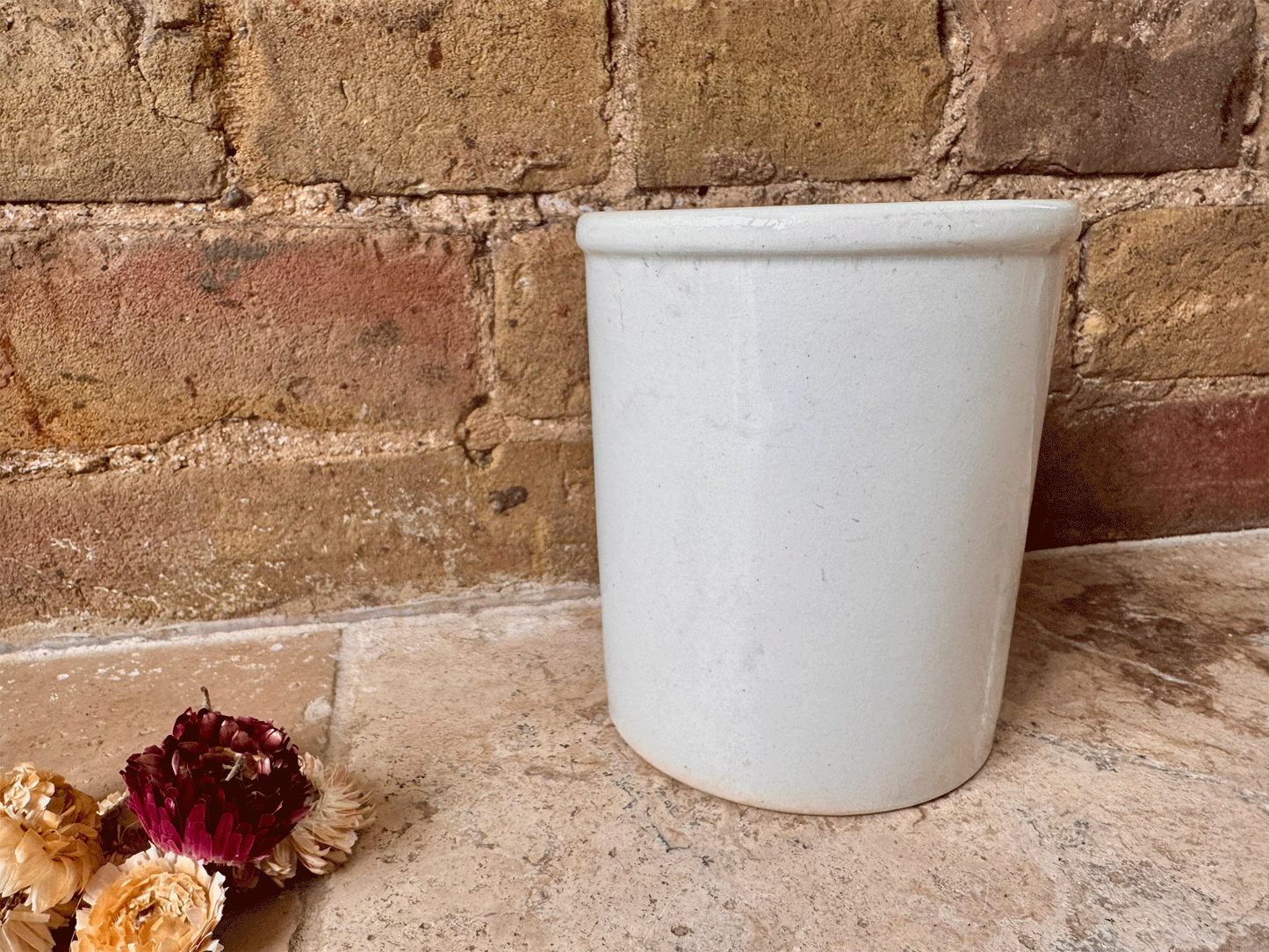 antique french large plain white ironstone terre de fer confiture pot kg luneville