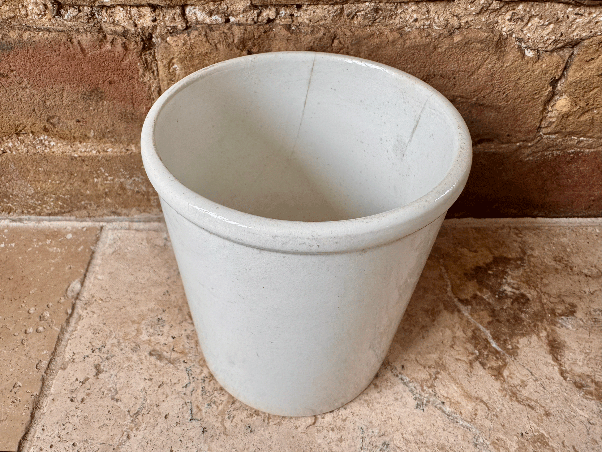 antique french large plain white ironstone terre de fer confiture pot kg luneville