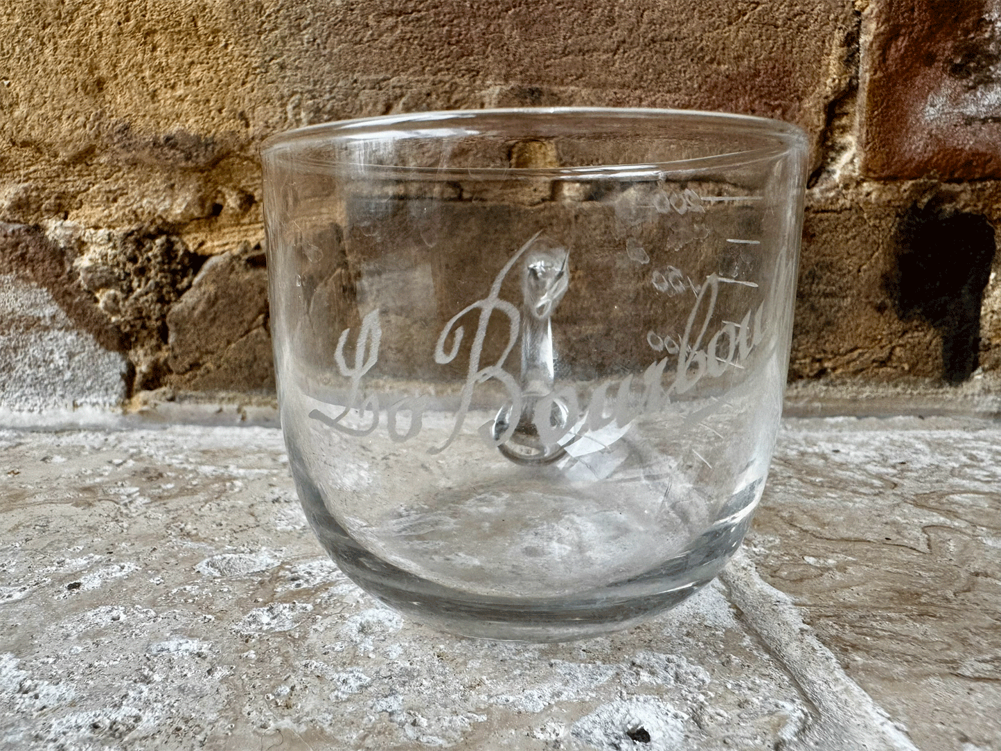 antique vintage french glass measuring cup acid etched souvenir la bourboule