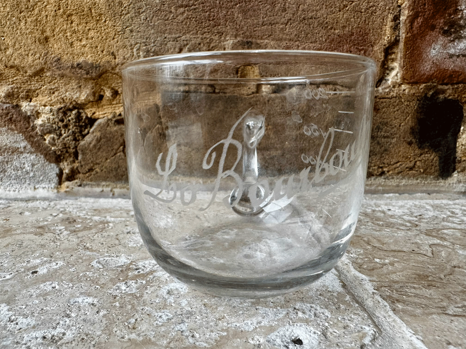 antique vintage french glass measuring cup acid etched souvenir la bourboule