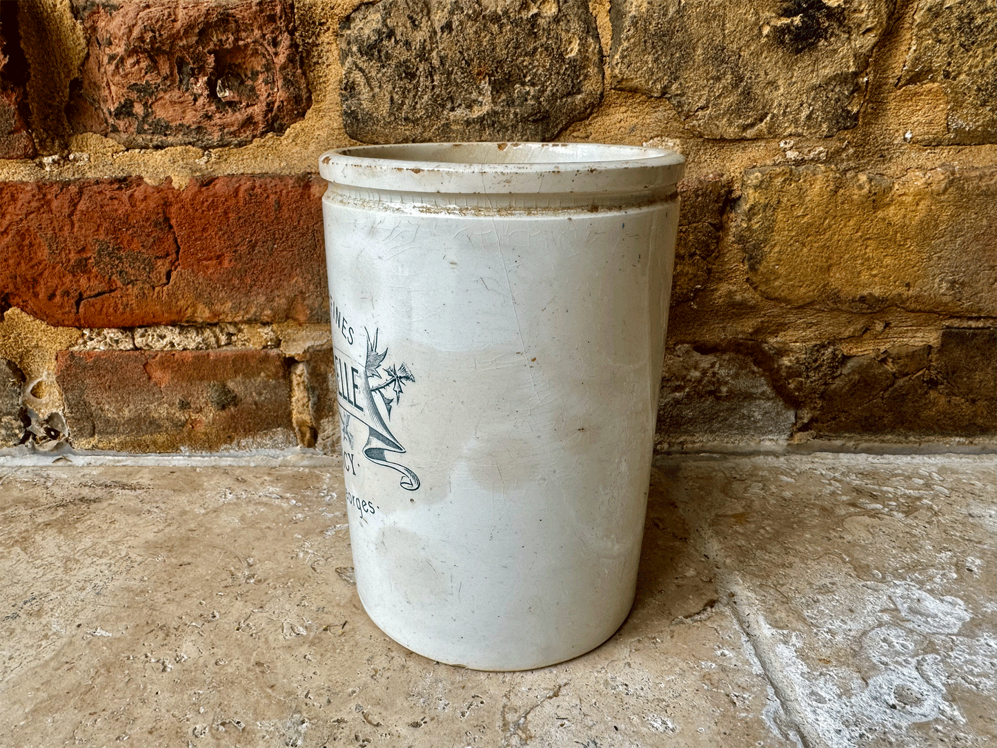 rare large antique french white ironstone large ch robardelle teal confiture advertising pot