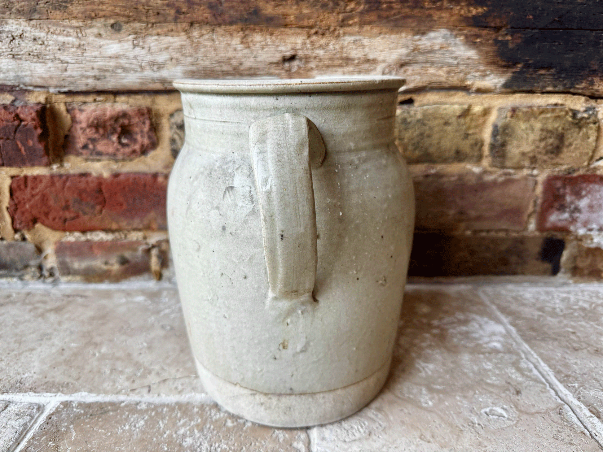large chunky antique french rustic 19th century stoneware preserving confit jar