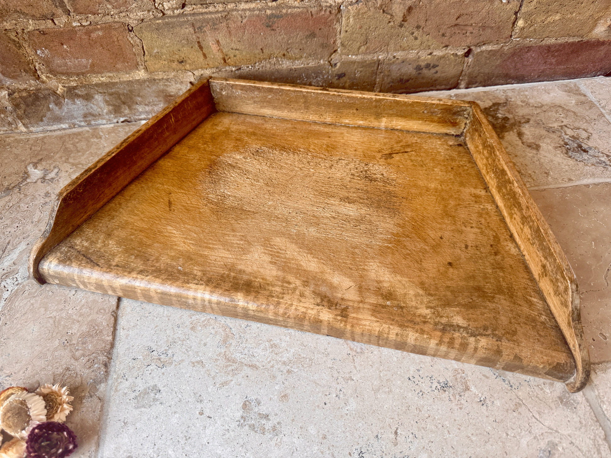 antique french 19th century large oak herb bread chopping cutting board