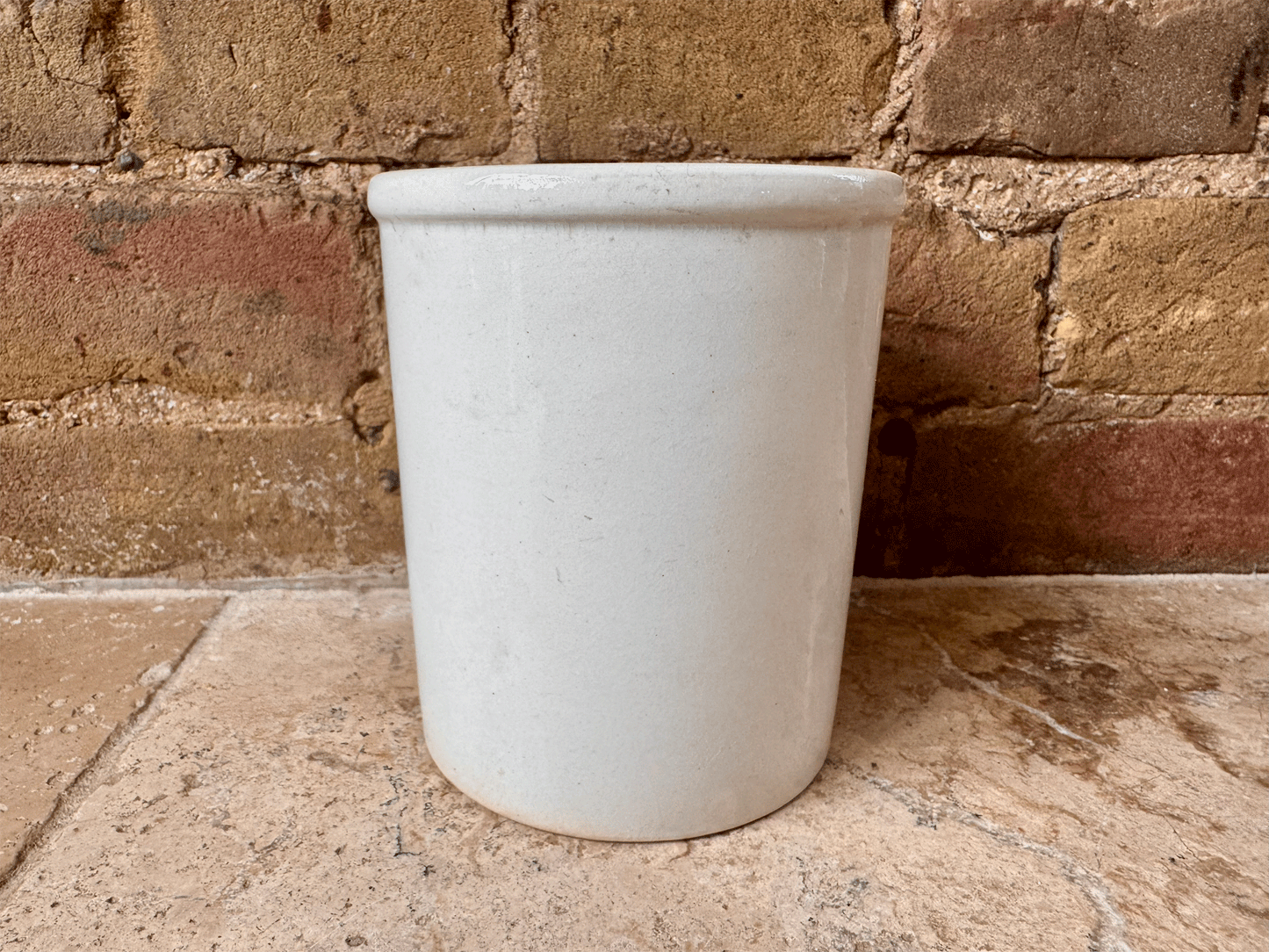antique french large plain white ironstone terre de fer confiture pot kg luneville