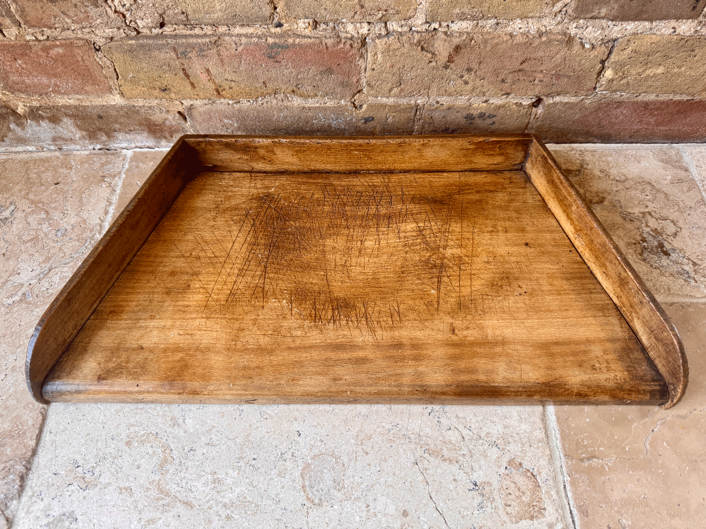 large antique french 19th century herb oak herb cutting chopping board sloped