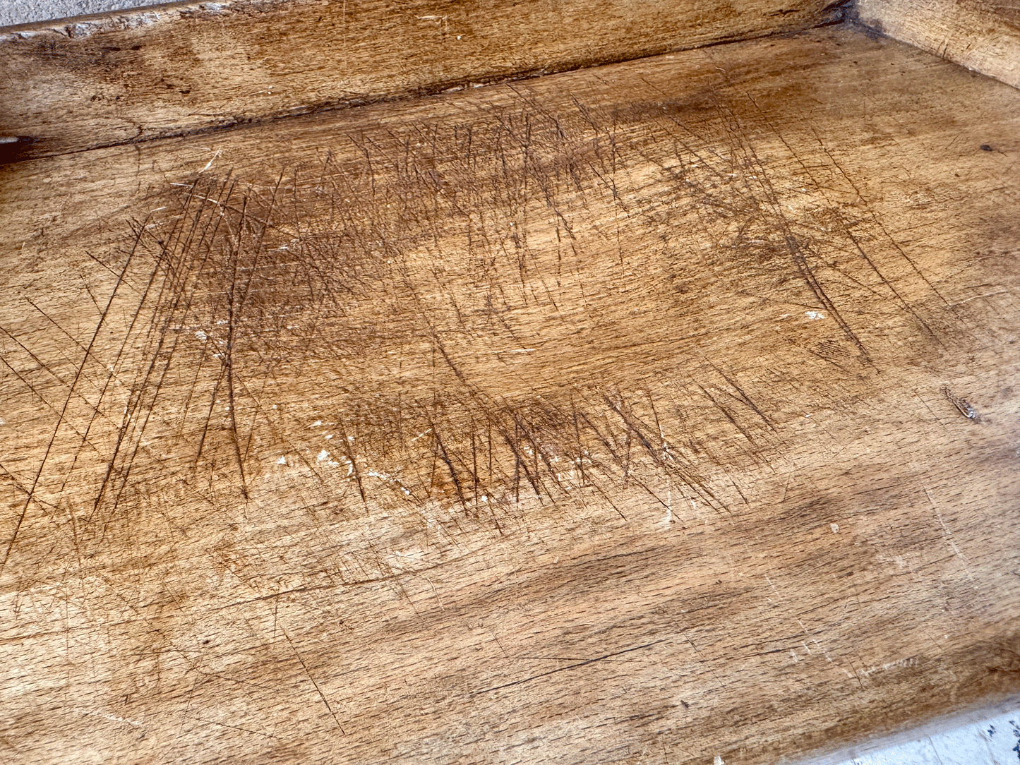 large antique french 19th century herb oak herb cutting chopping board sloped