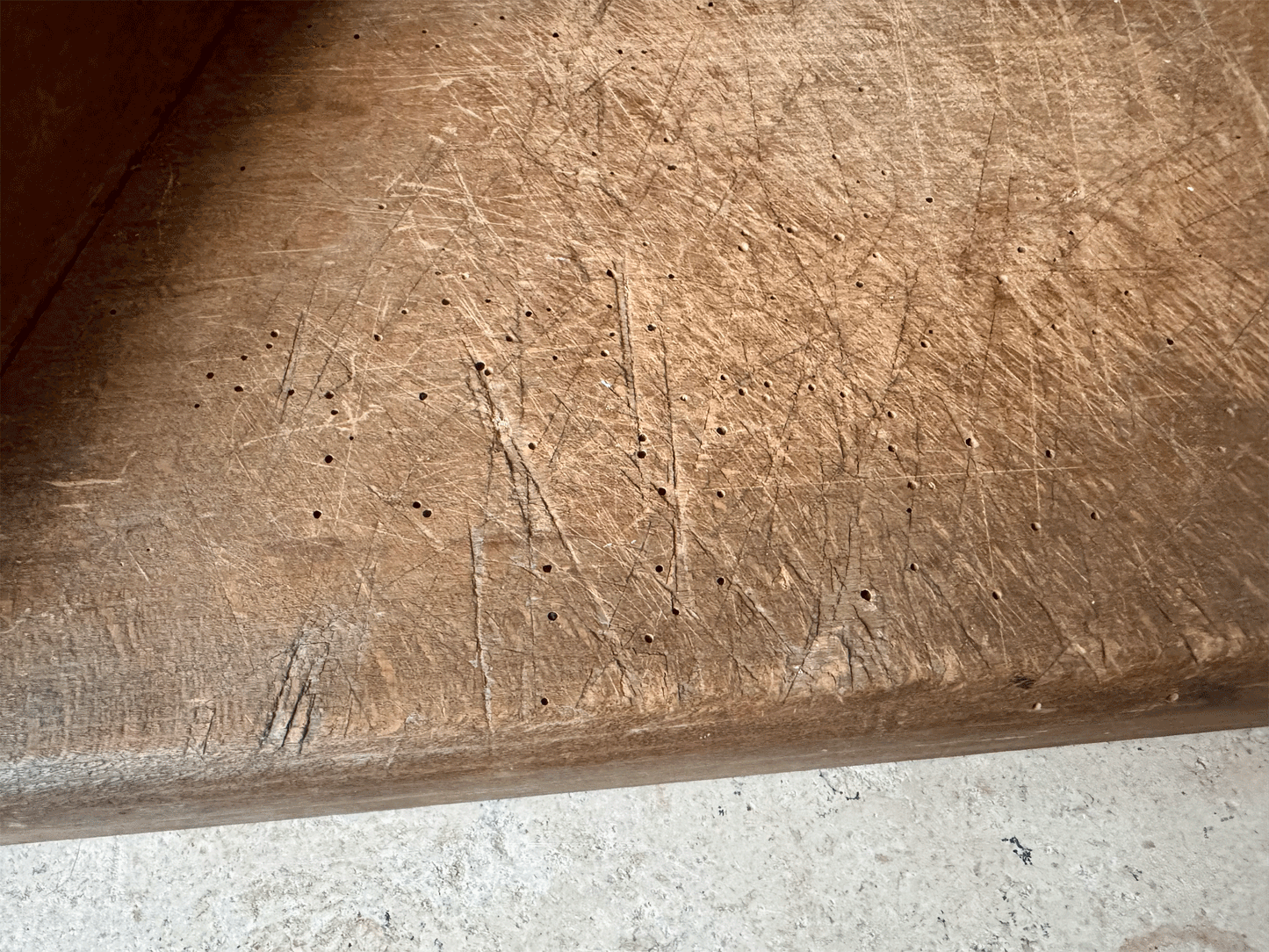 antique 19th century french large oak treen wooden chopping block cutting bread herb board