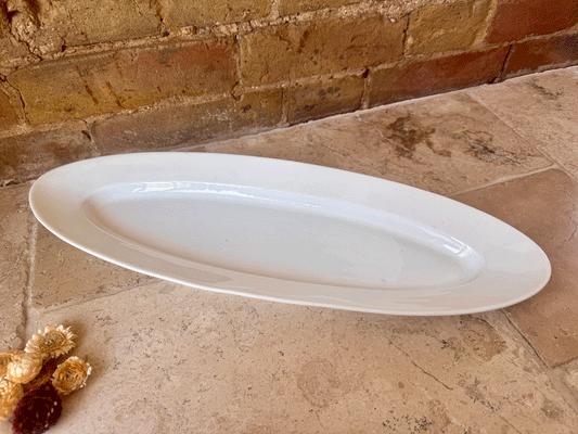 antique french large plain white ironstone oval fish platter plate