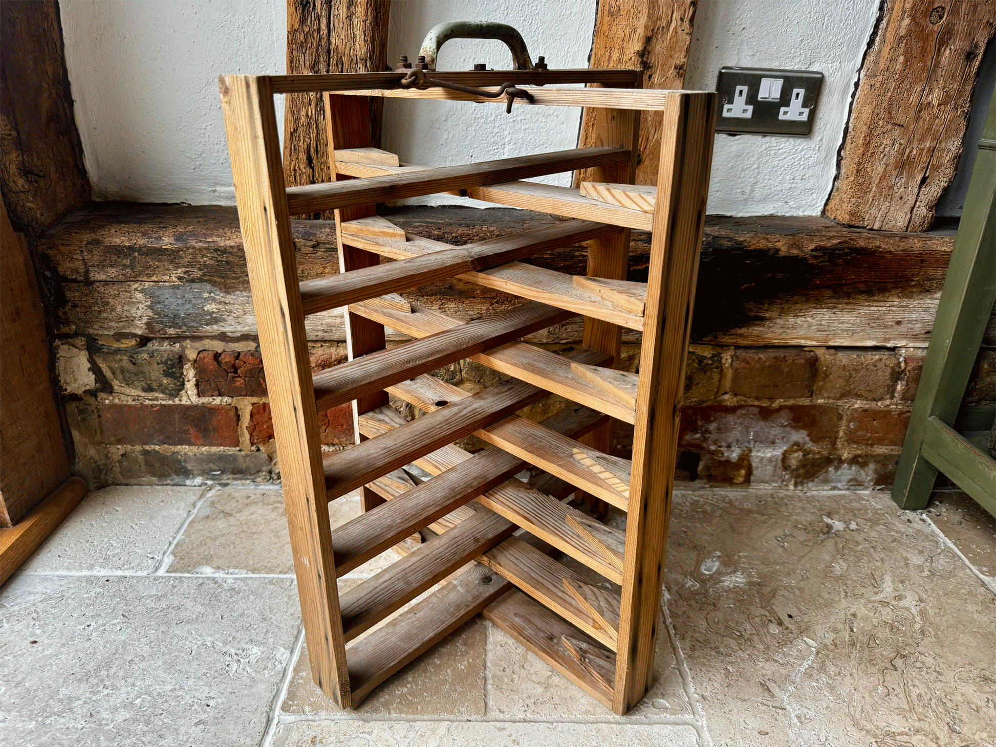 rare antique french large wooden boulangerie cake tart pie cooling rack plate display stand