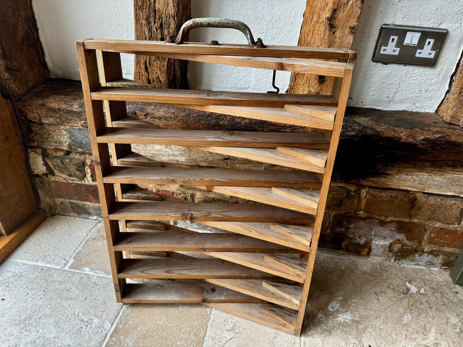 rare antique french large wooden boulangerie cake tart pie cooling rack plate display stand