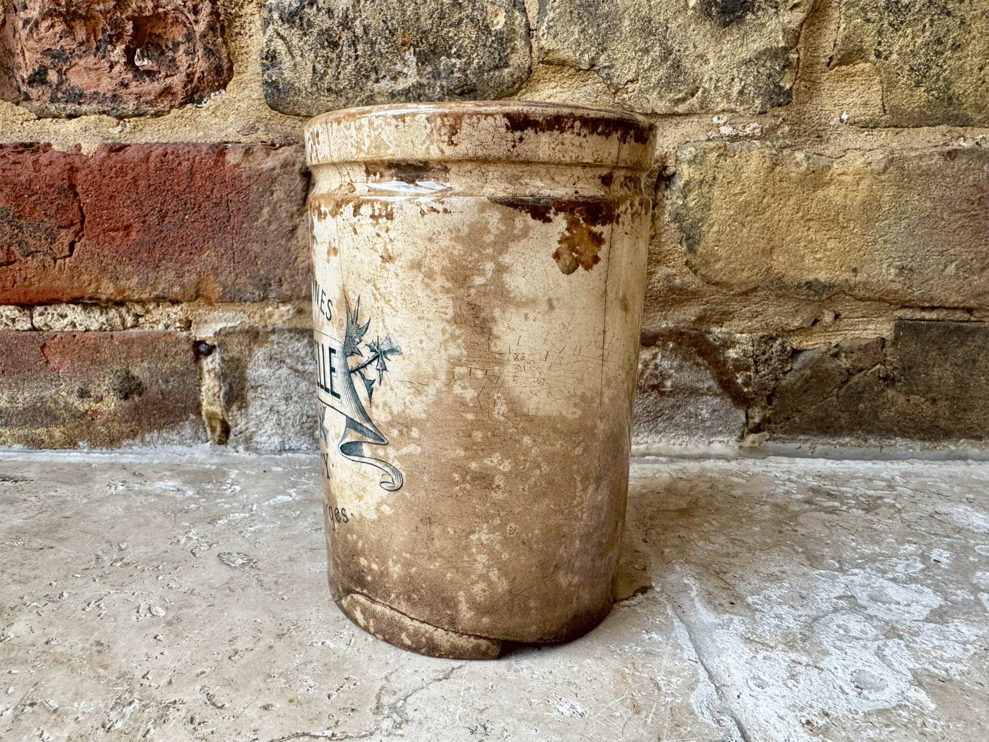 rare large two pound ironstone french advertising confiture pot ch robardelle nancy