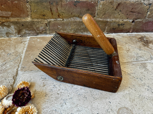 rare antique french rustic vintage garden berry comb scoop picker brass fittings