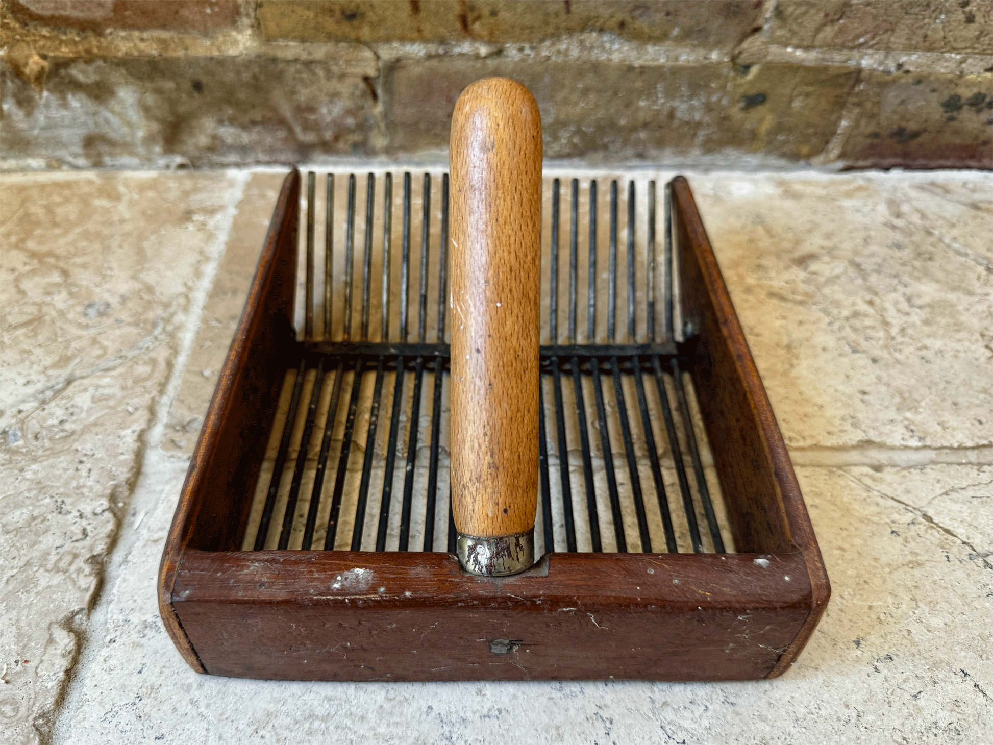 rare antique french rustic vintage garden berry comb scoop picker brass fittings