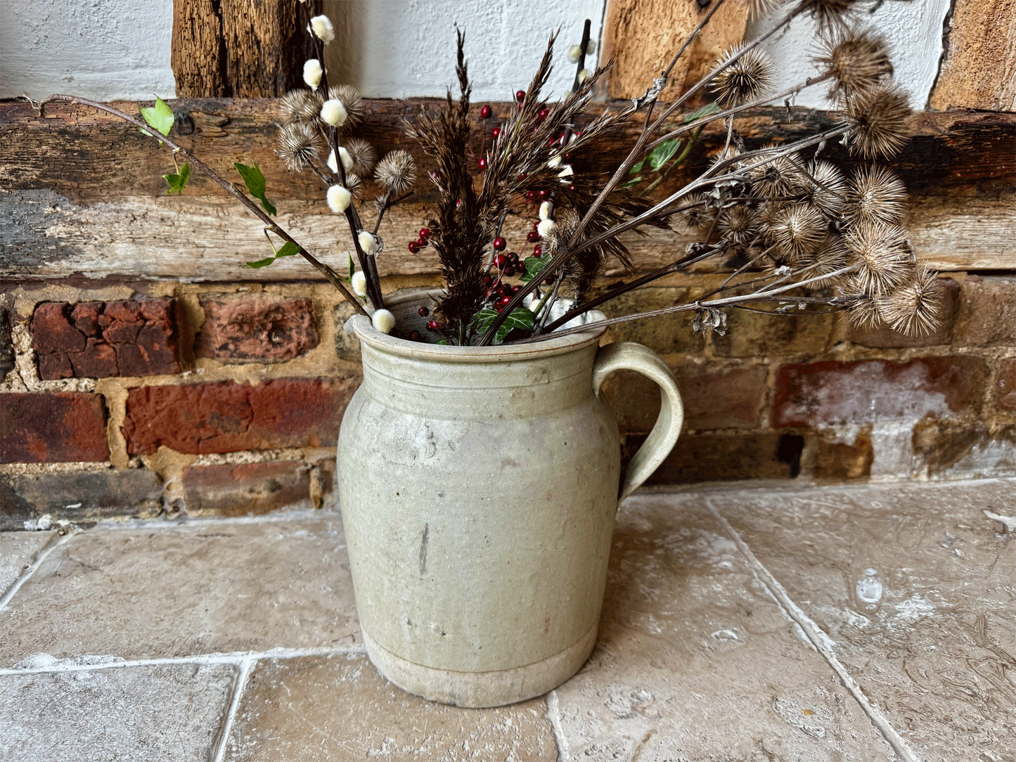 large chunky antique french rustic 19th century stoneware preserving confit jar