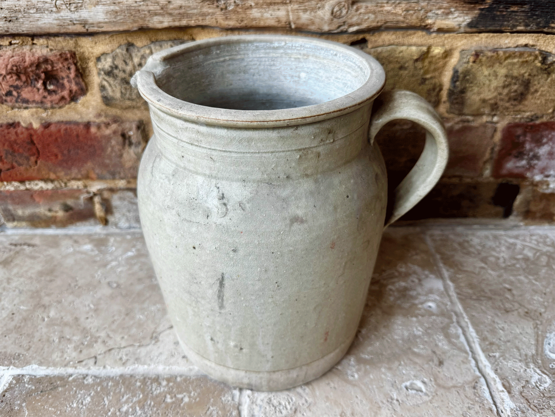 large chunky antique french rustic 19th century stoneware preserving confit jar