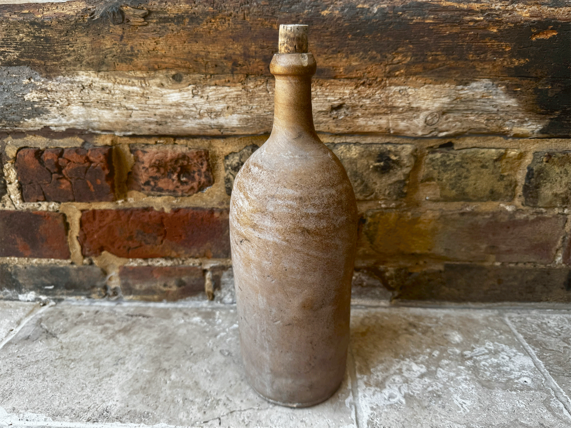 rustic antique french large stoneware oil vinegar wine bottle country decor 