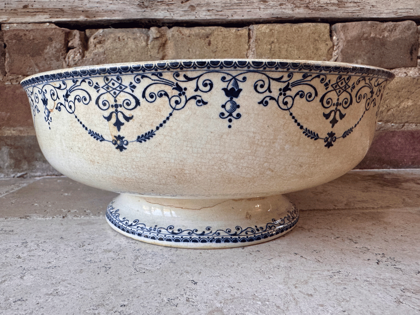 large antique french pottery ironstone terre de fer saladier salad bowl h boulenger choisy le roi