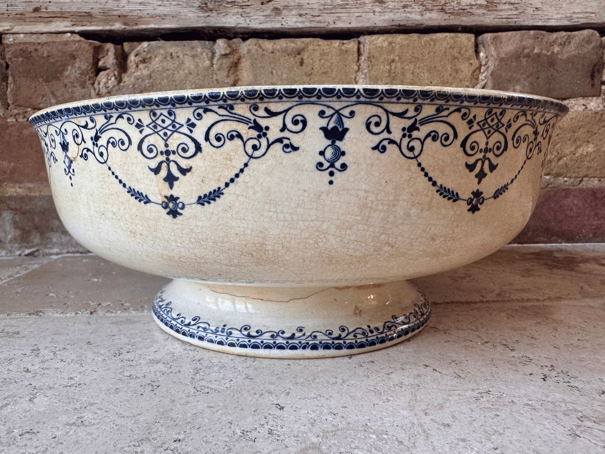 large antique french pottery ironstone terre de fer saladier salad bowl h boulenger choisy le roi