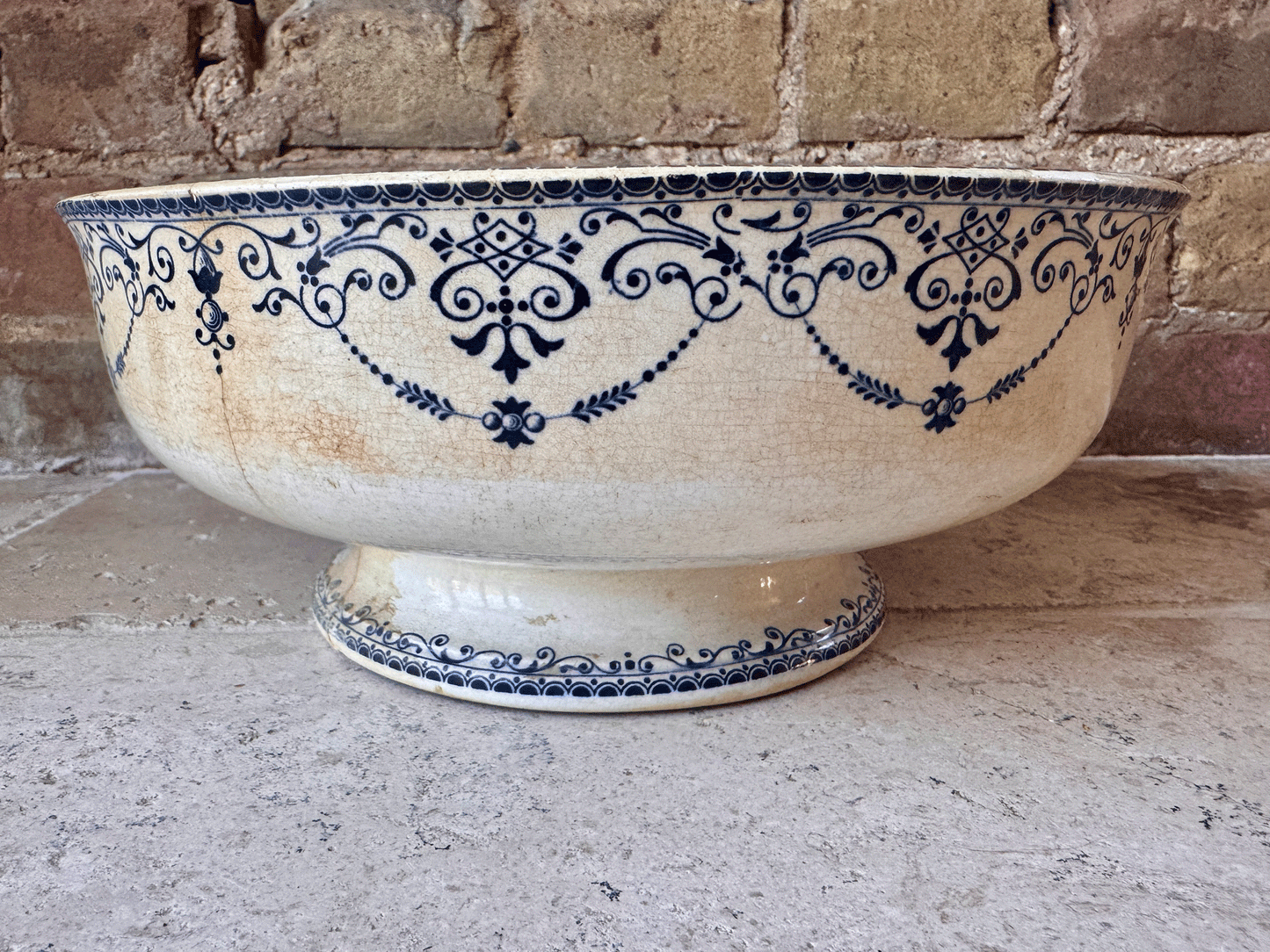 large antique french pottery ironstone terre de fer saladier salad bowl h boulenger choisy le roi