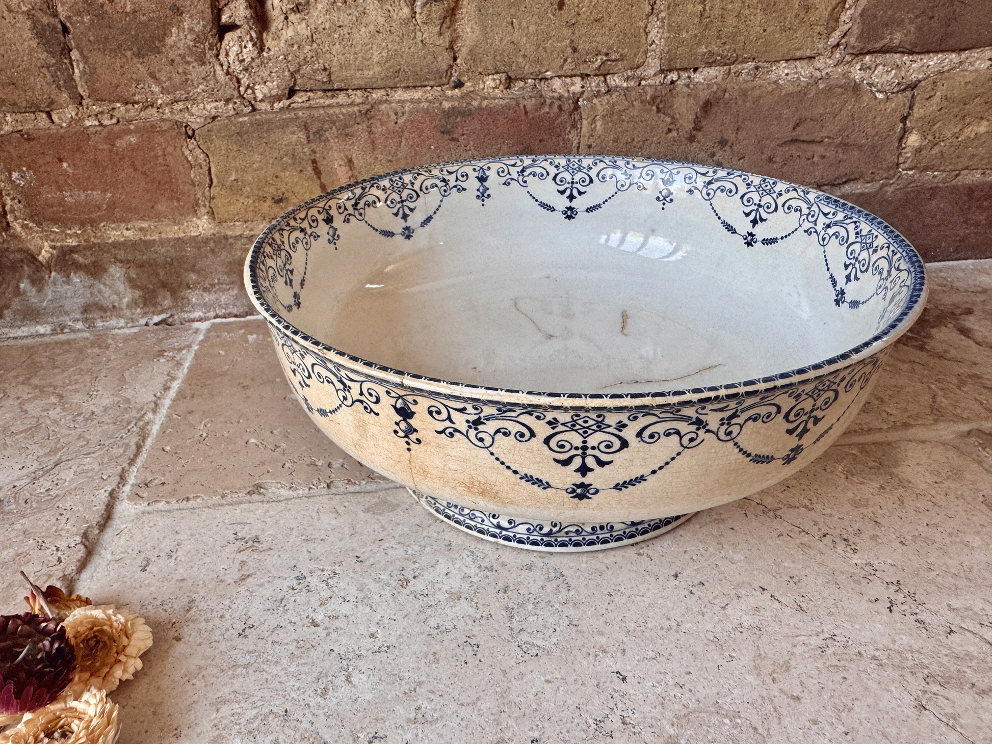 large antique french pottery ironstone terre de fer saladier salad bowl h boulenger choisy le roi