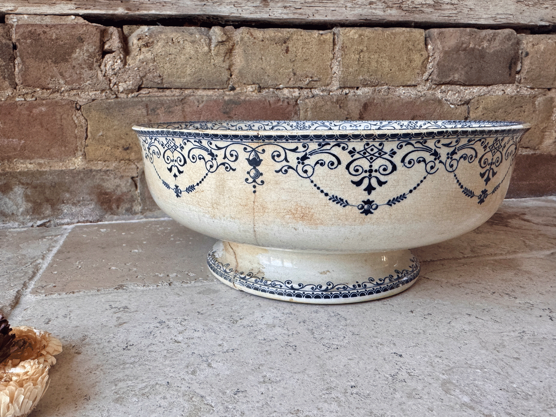large antique french pottery ironstone terre de fer saladier salad bowl h boulenger choisy le roi