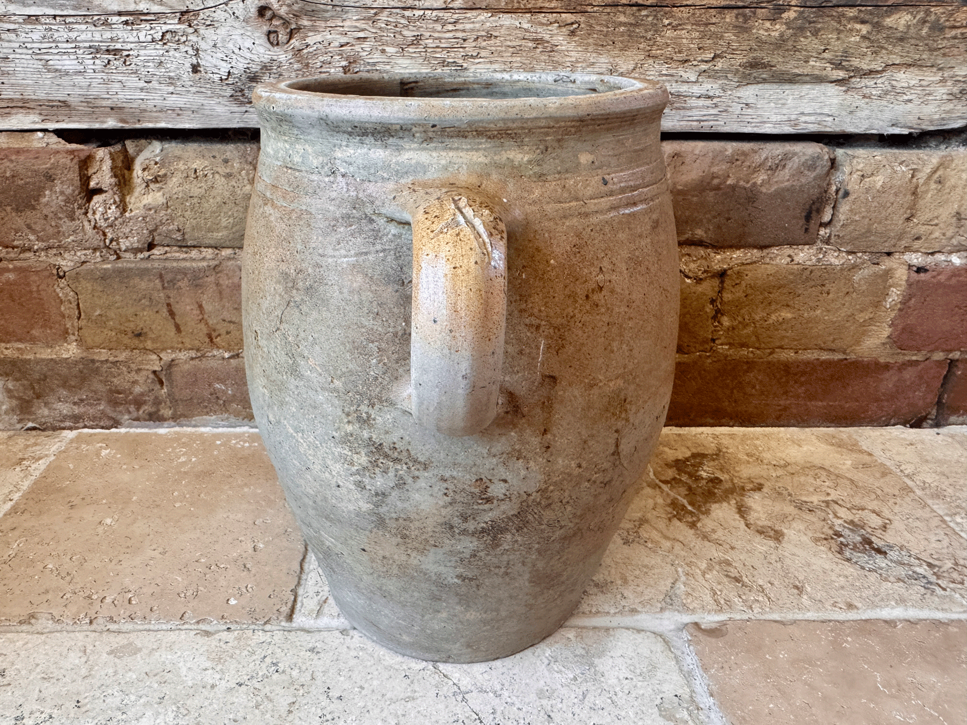 antique french large stoneware terracotta confit pot planter decorative vase