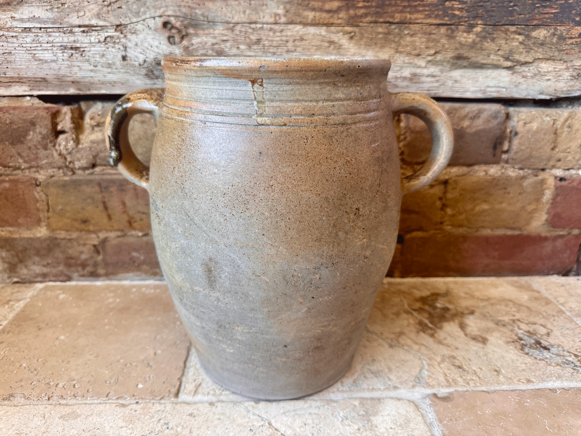 antique french large stoneware terracotta confit pot planter decorative vase