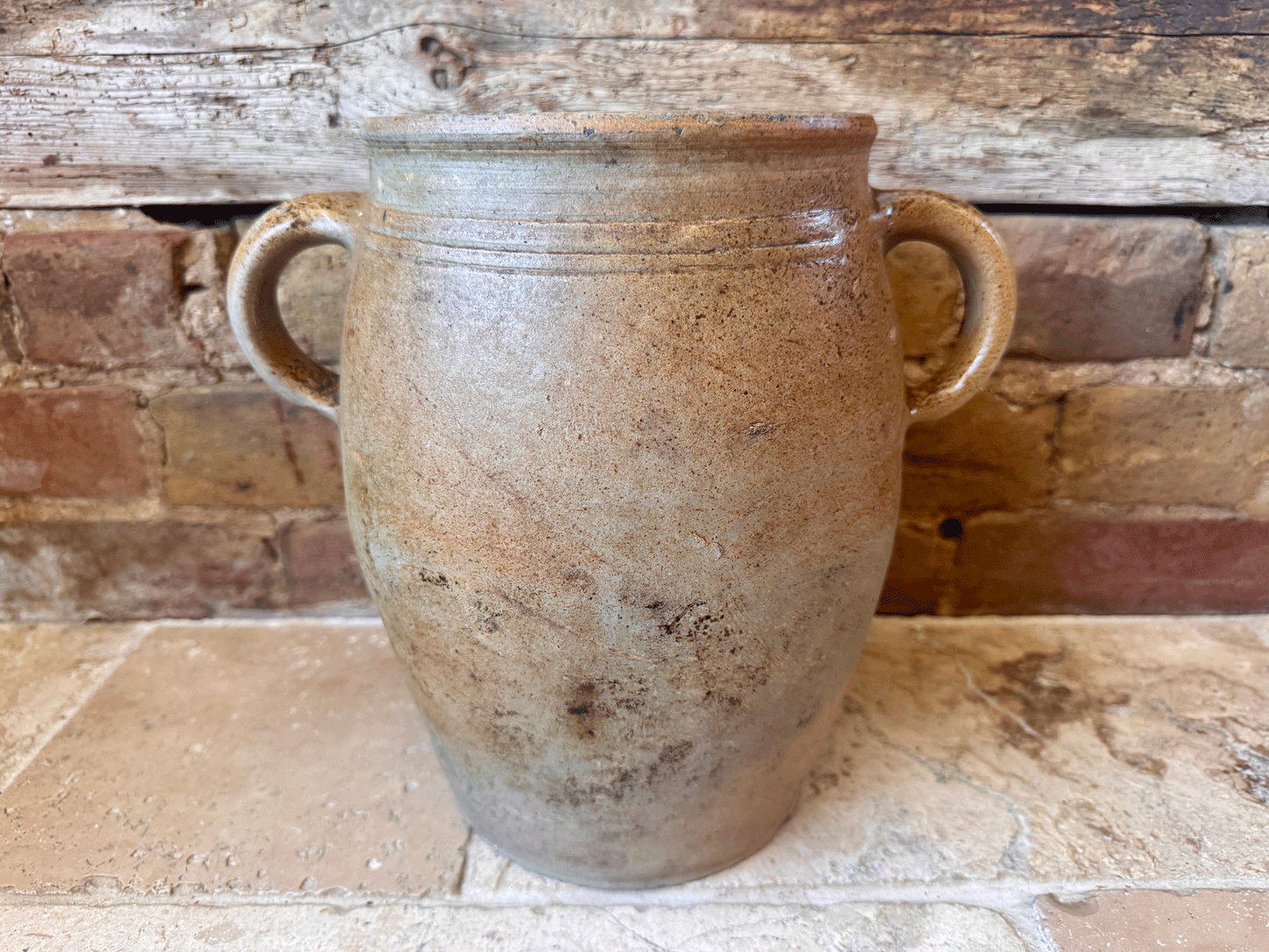 antique french large stoneware terracotta confit pot planter decorative vase