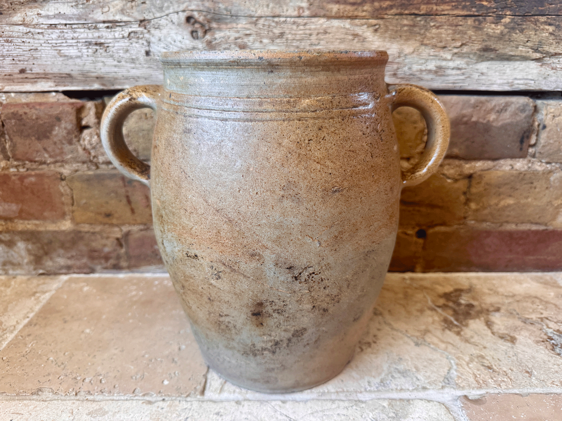 antique french large stoneware terracotta confit pot planter decorative vase