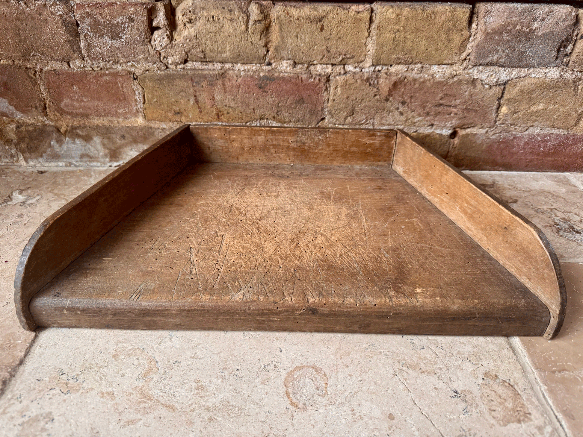 antique 19th century french large oak treen wooden chopping block cutting bread herb board