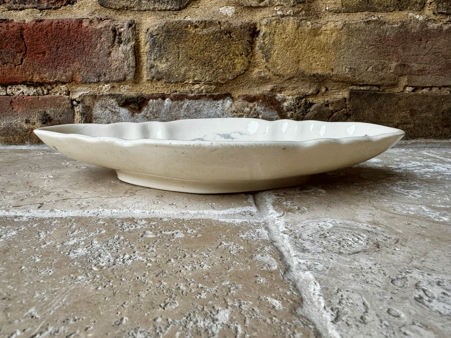 antique french terre de fer longchamp ironstone ravier plate country scene quails bits