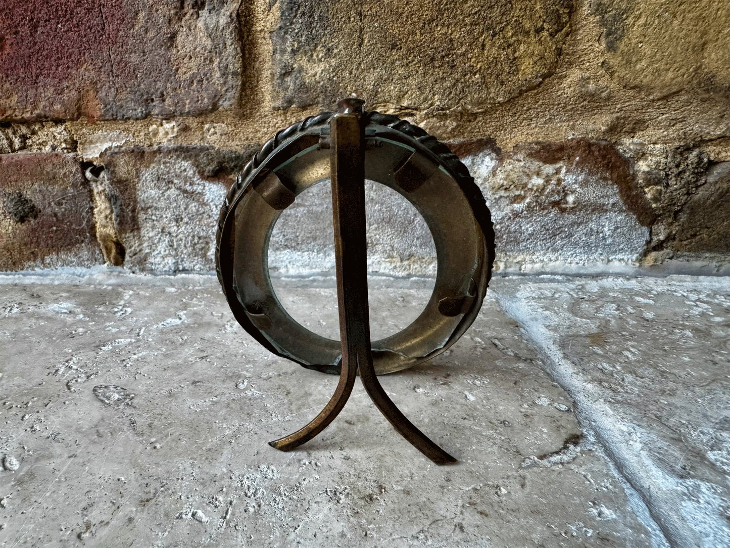 small antique french miniature oval brass easel picture frame