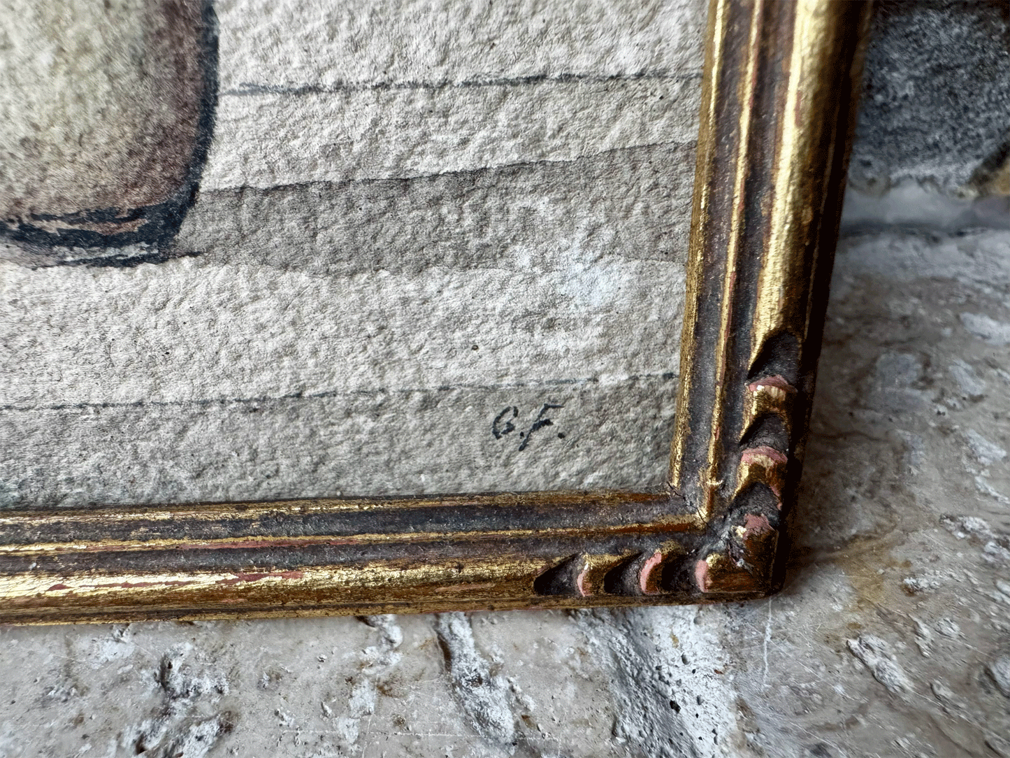 small miniature antique french watercolour painting signed dated floral vase still life