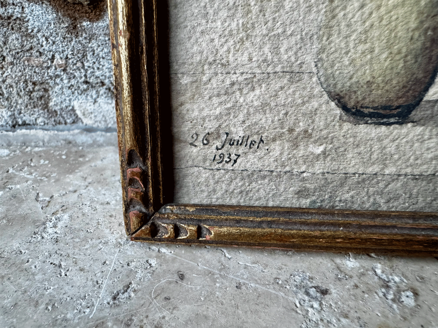 small miniature antique french watercolour painting signed dated floral vase still life