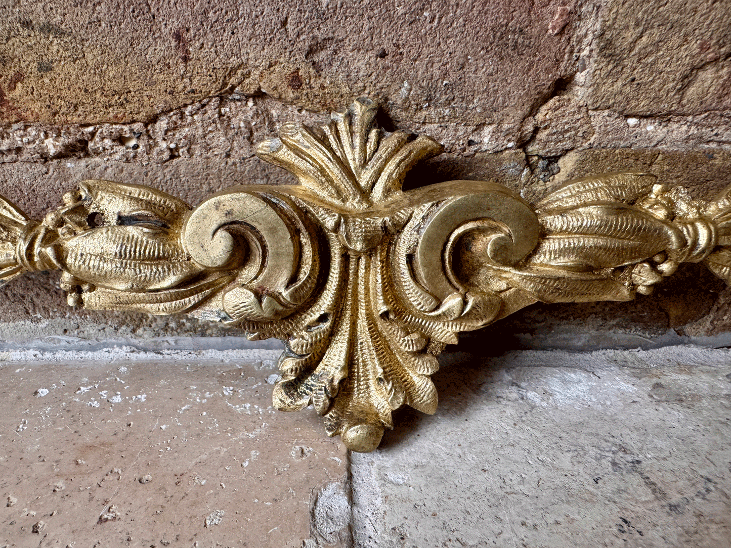 antique french ormolu brass furniture pediment wall hanging plaque decorative