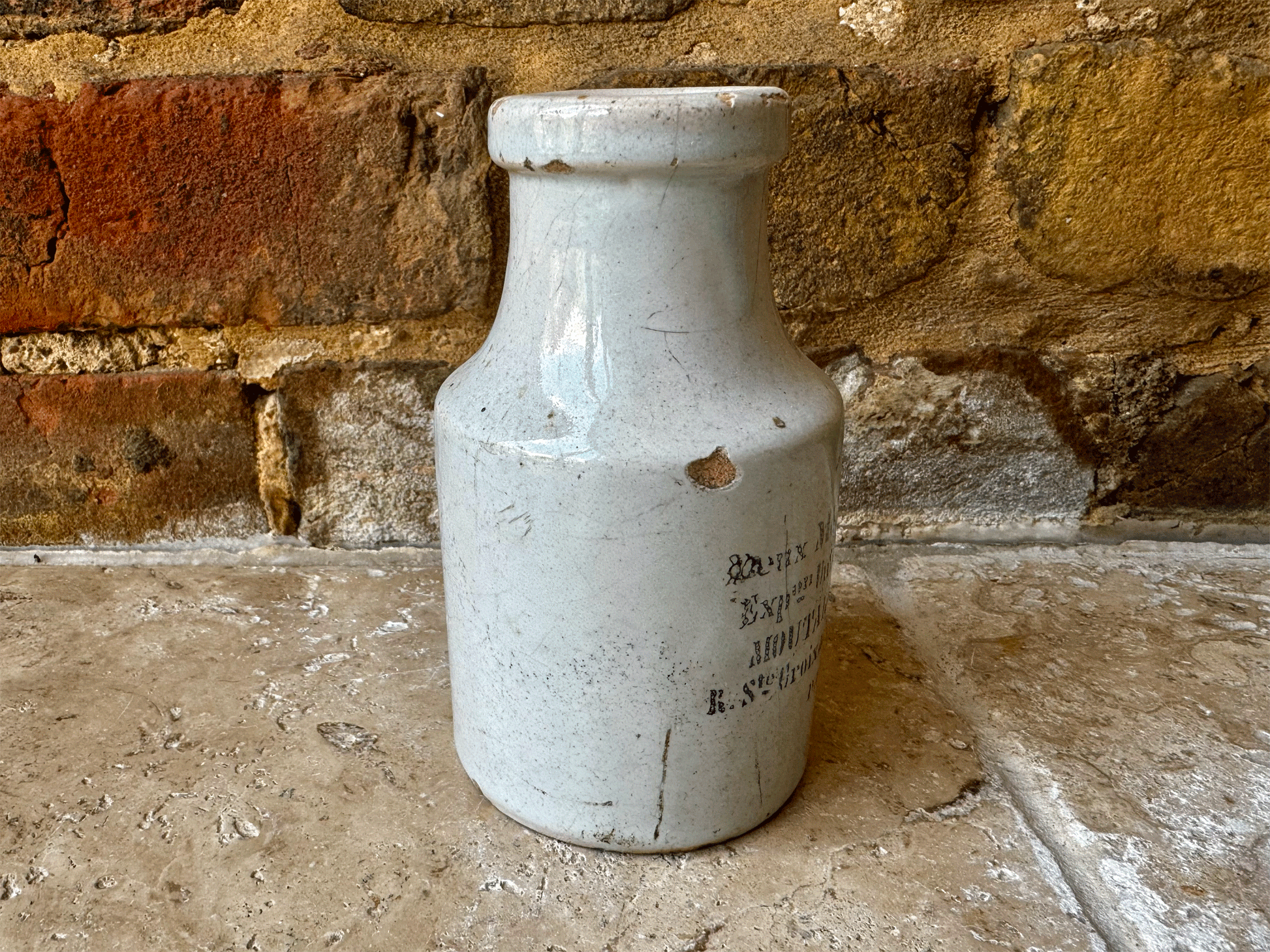 antique french white stoneware mustard advertising pot moutarde bordin paris