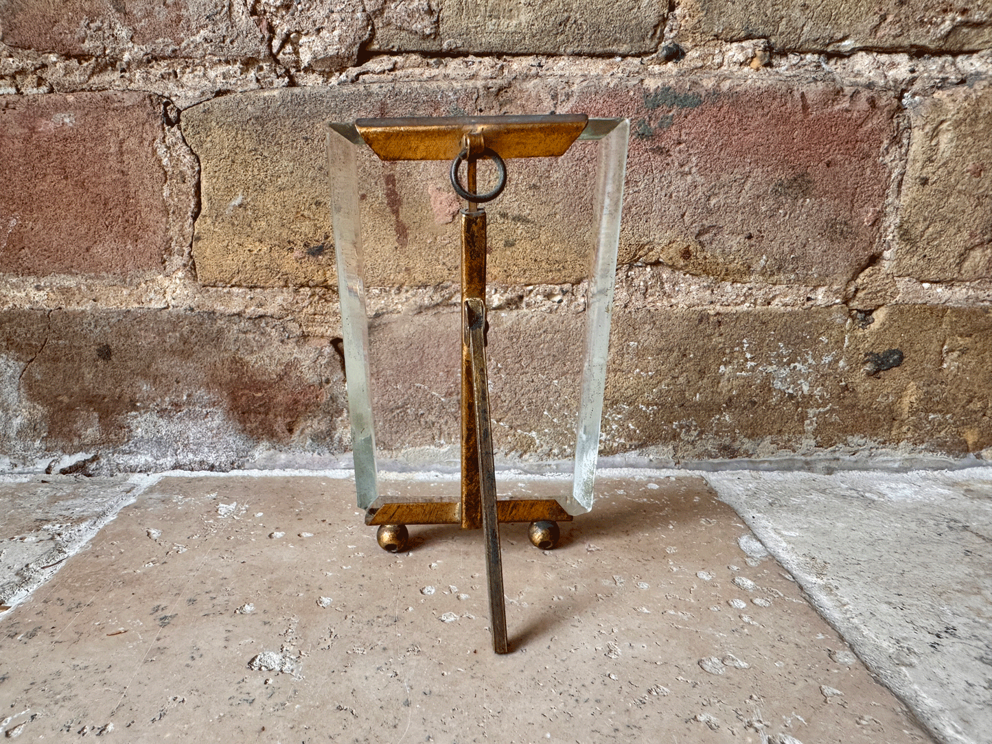 antique french bevel edged glass ormolu easel backed photo picture frame art nouveau napoleon iii style