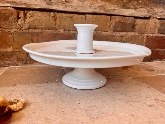 antique french large white ironstone cake stand raised middle section