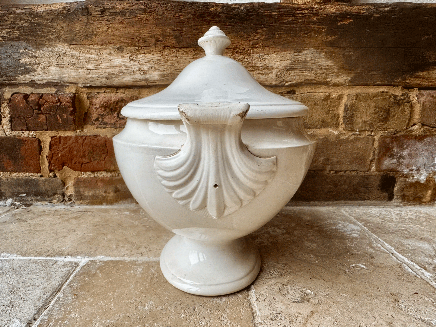 rare antique french extra large plain white ironstone oval lidded soup tureen soupiere serving dish