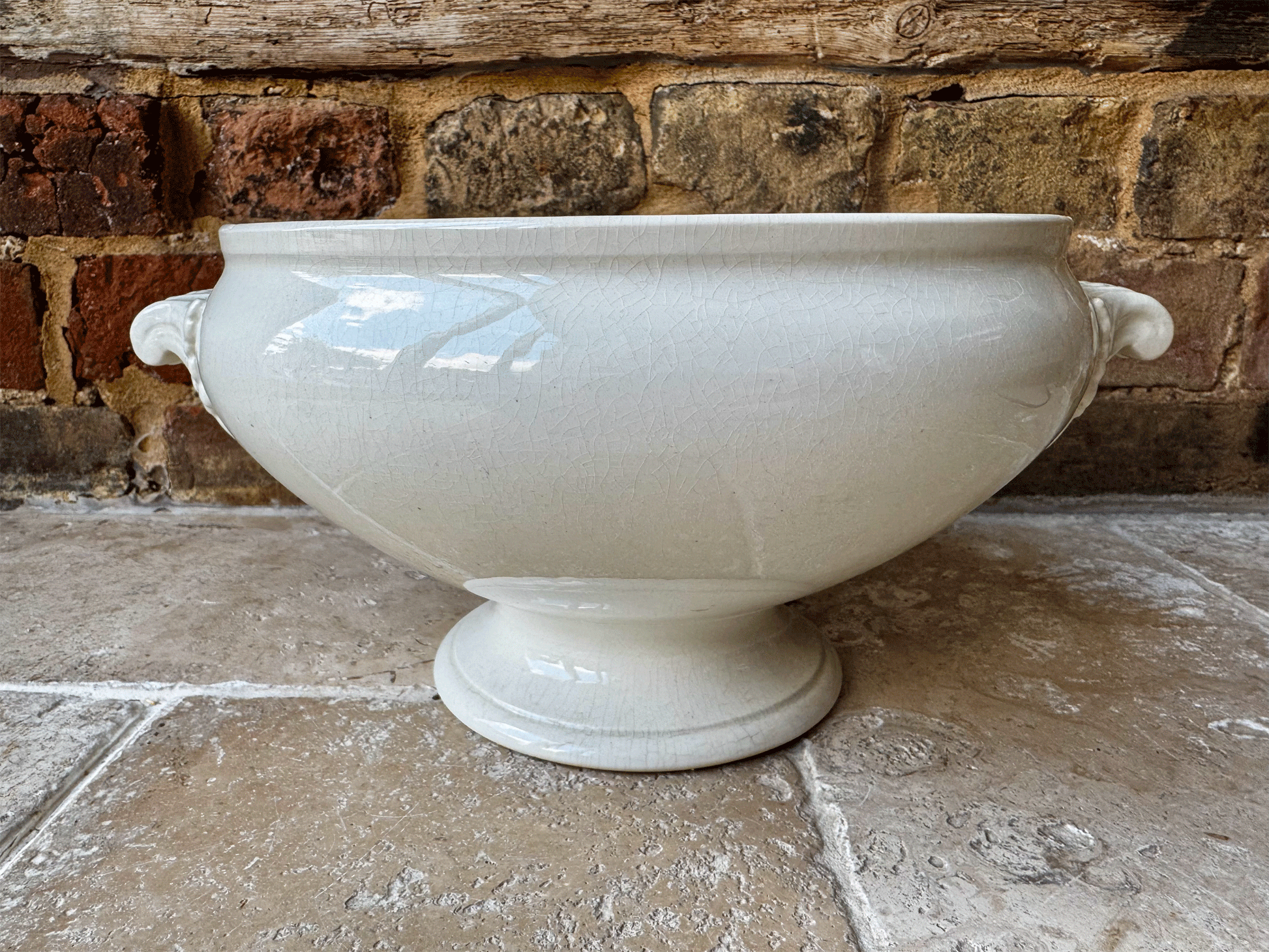antique french extra arge terre de fer plain white ironstone soupiere bowl tureen