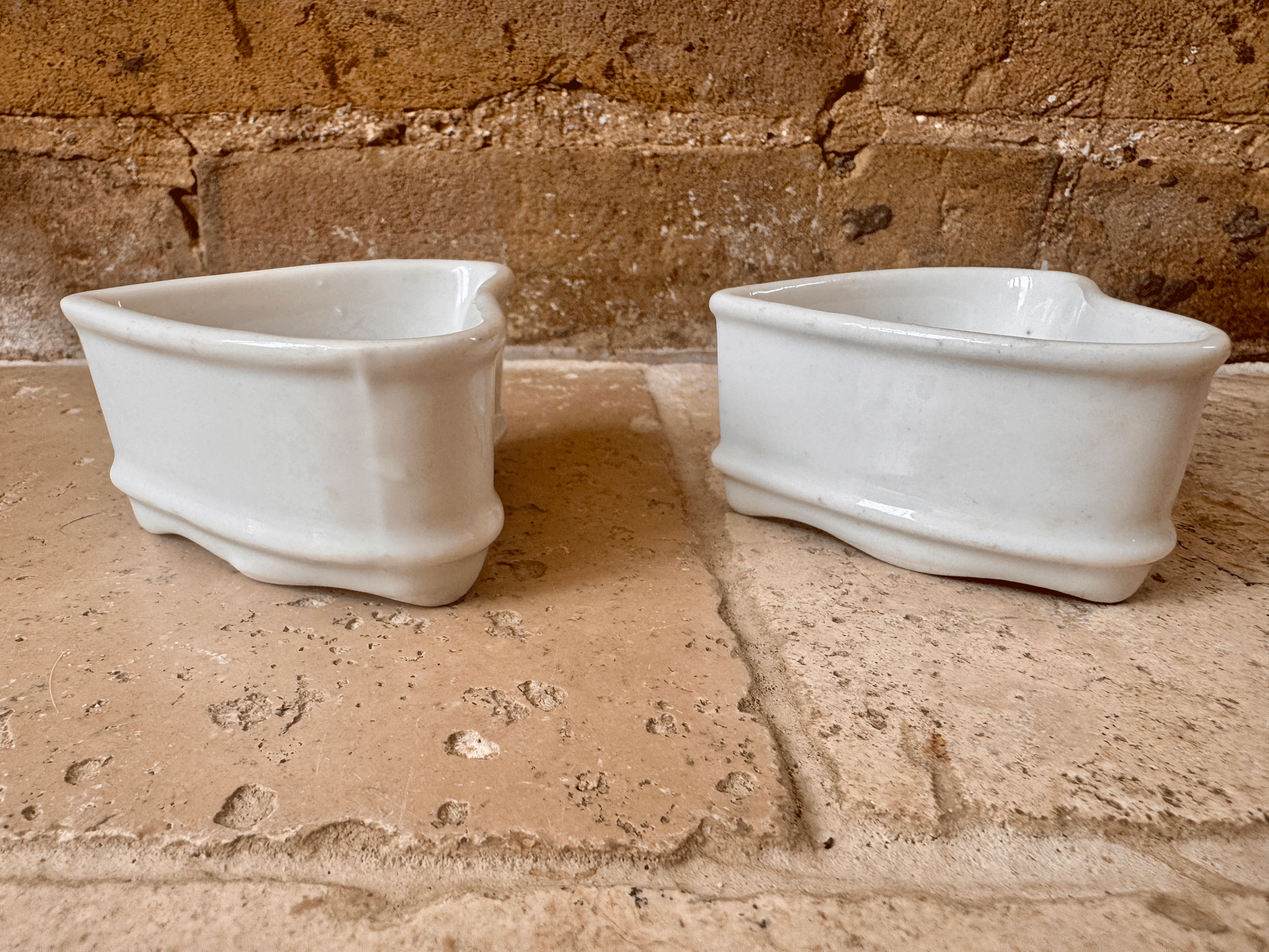 antique french small plain white ironstone pierced faisselle cheese mould