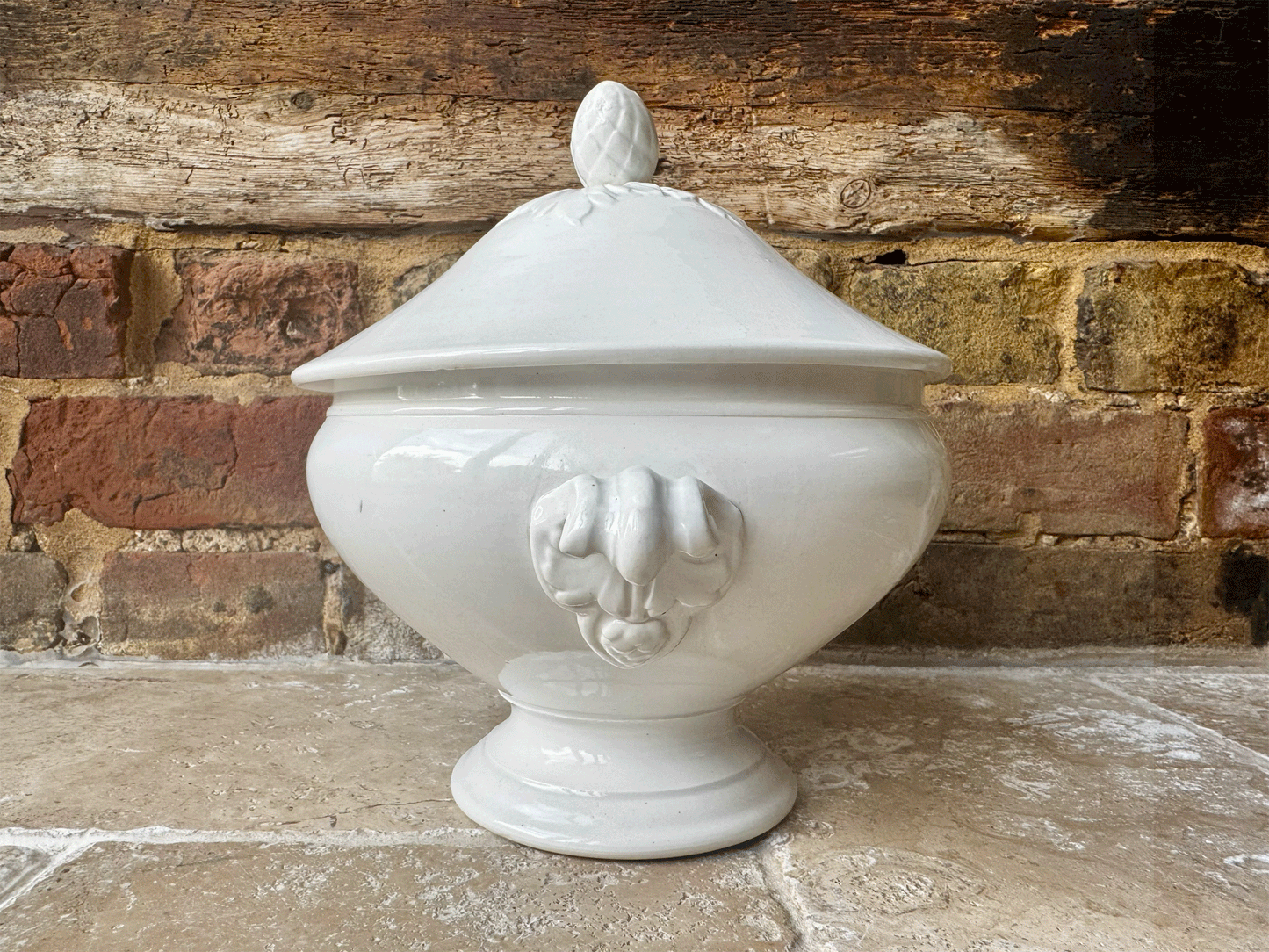 antique lidded white ironstone soupiere bowl tureen sarreguemines