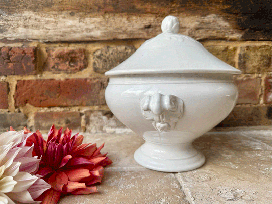 antique lidded white ironstone soupiere bowl tureen sarreguemines