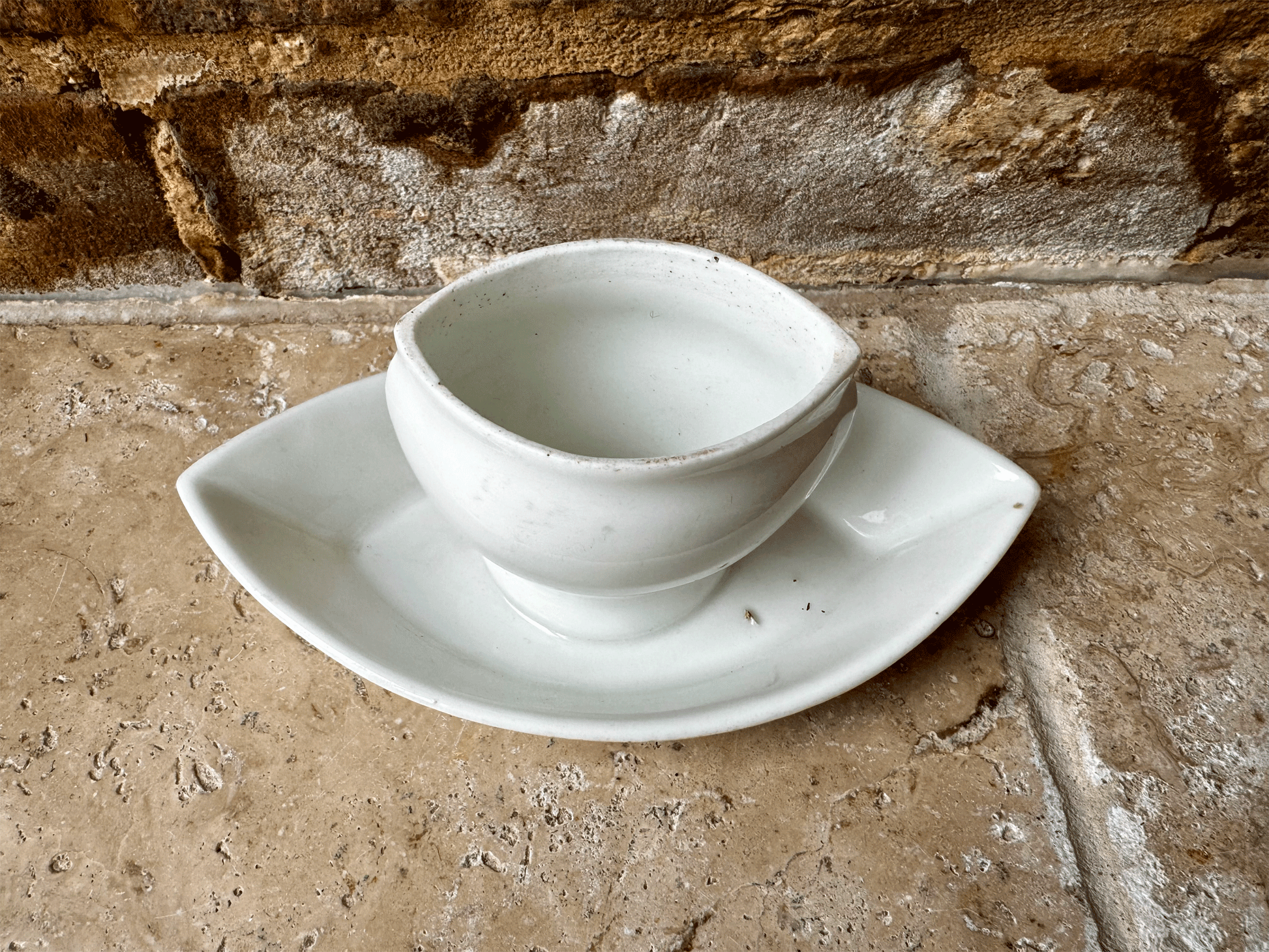 antique french plain white ironstone mustard sauce serving dish pot