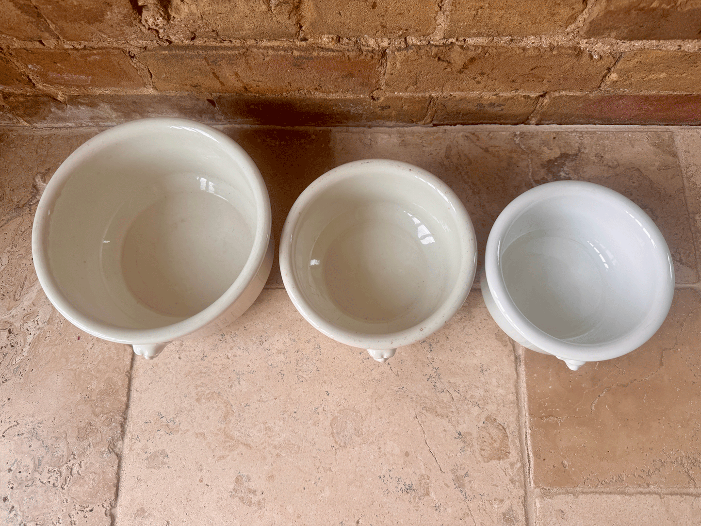 antique french large heavy plain white ironstone mixing bowl decorative planter cp co mehun