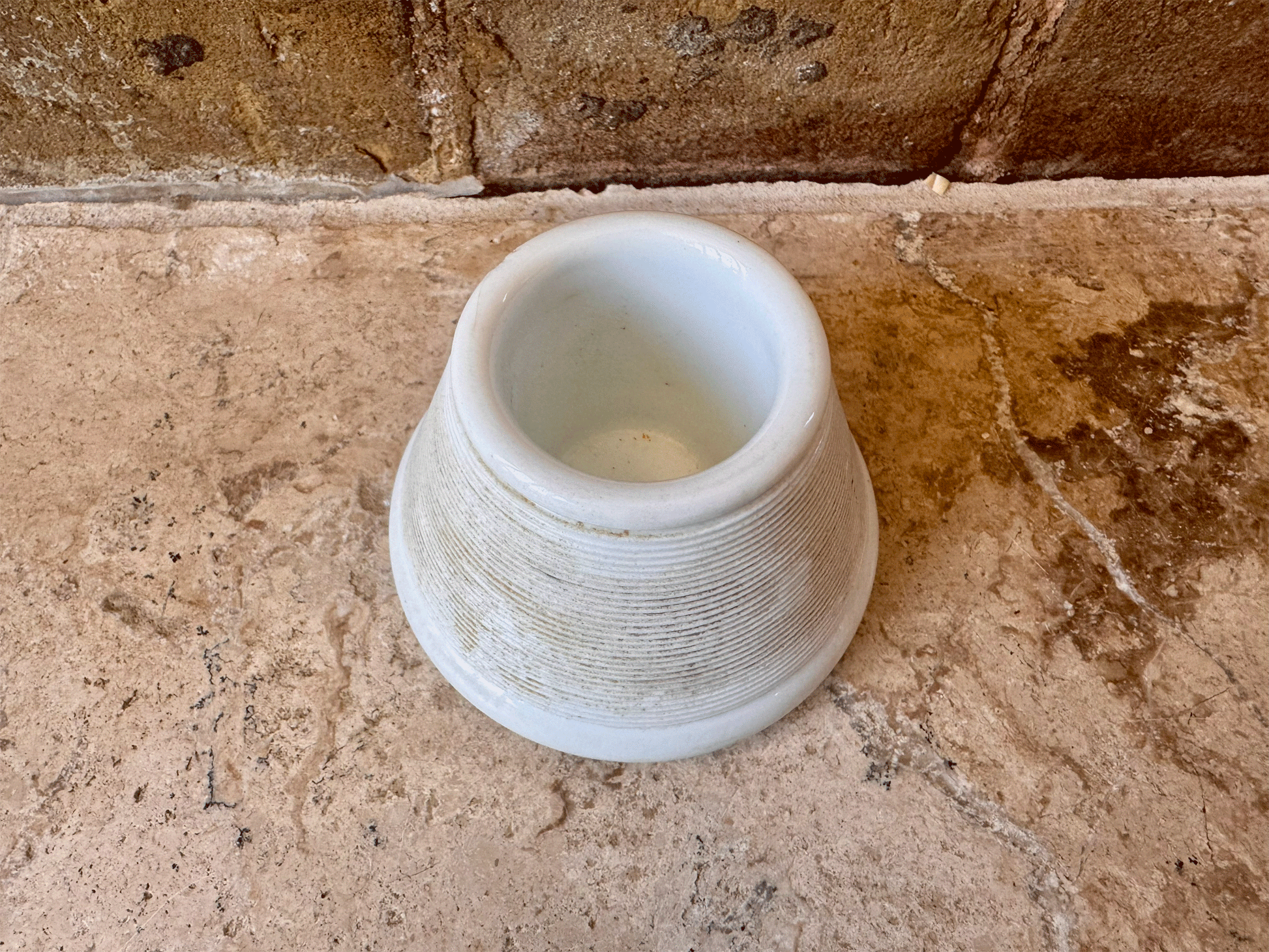 antique french white ironstone porcelain heavyweight pyrogene match striker