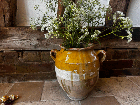 antique french provencal yellow mustard glaze confit pot