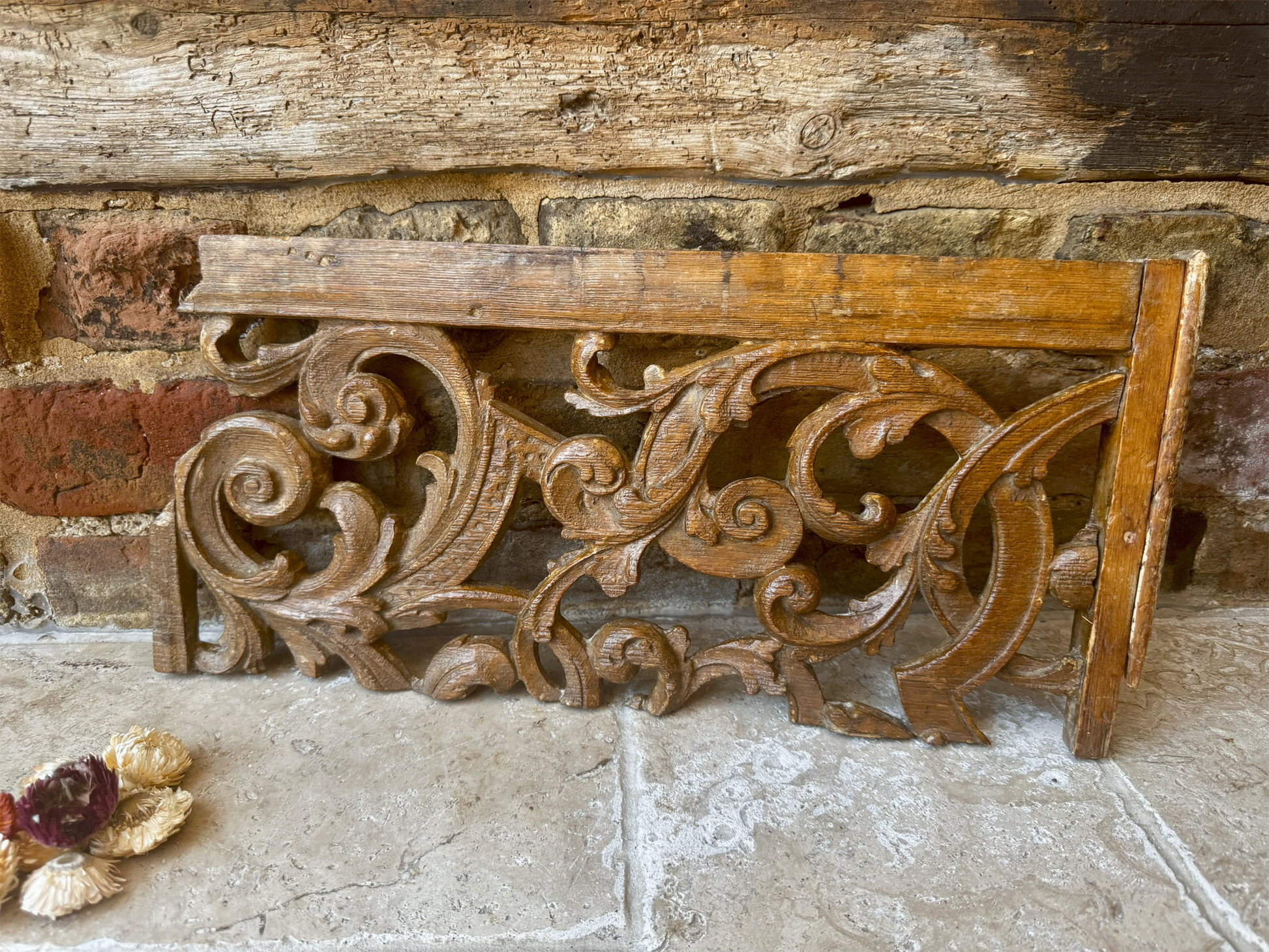 antique french rare 18th century carved wooden treen wall panel religious church baroque