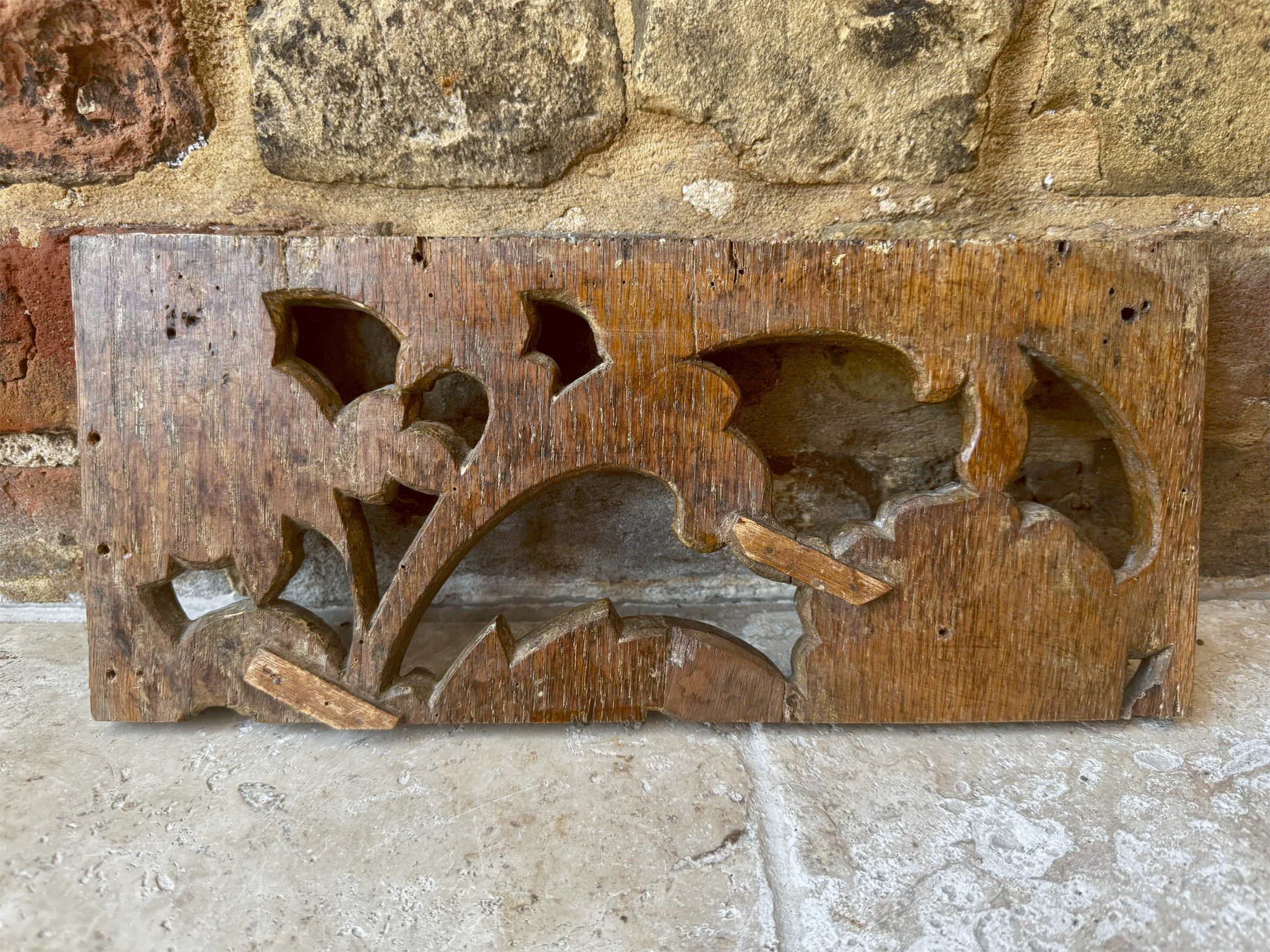 antique french carved 18th century religious baroque wooden treen wall panel